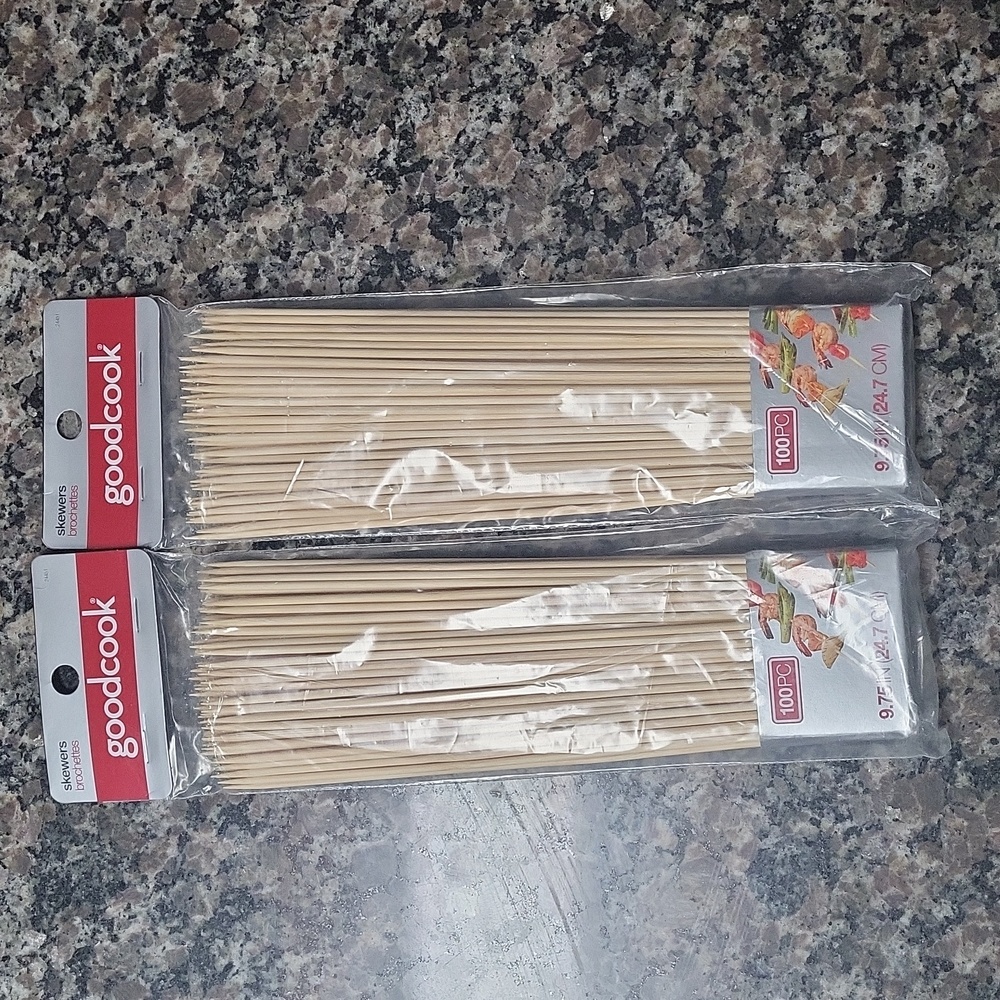 Lot of 2 new sealed good cook 100 count wood skewers each 9.75 in